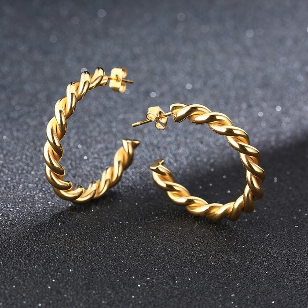 Gold Plated Twisted Hoop Earrings